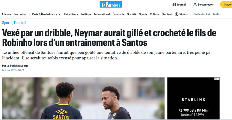 Briga entre Neymar Jr. e Robinho Jr. repercutiu na imprensa internacional
